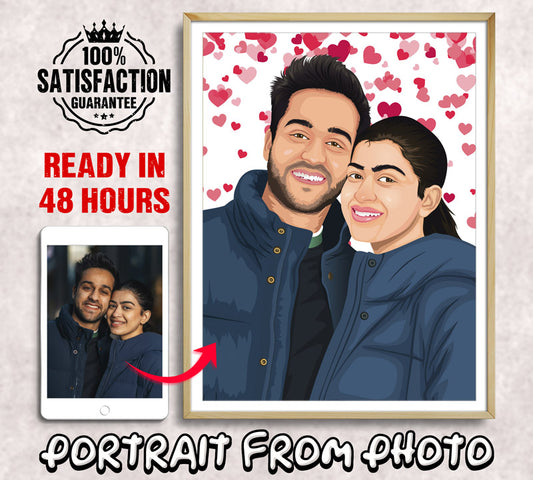 Realistic Young Couple Portrait Art